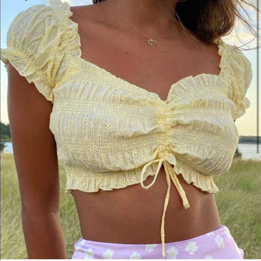 princess polly elmera top lemon embroidery